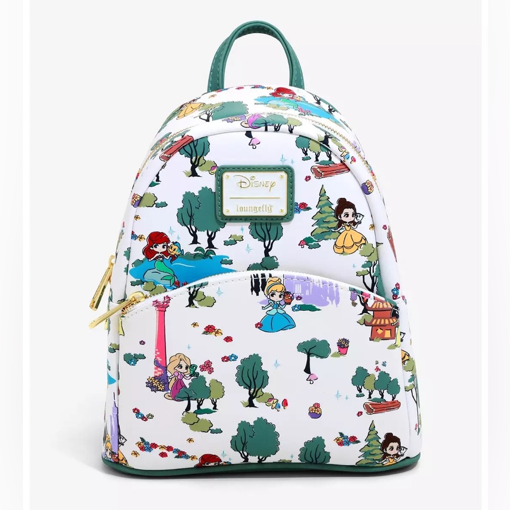 loungefly princess chibi landscape mini backpack Ariel belle rapunzel Cinderella
